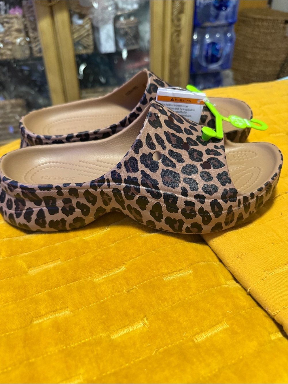 Crocs Bae Animal slides Leopard Print Platform Slide Sandals - Brown